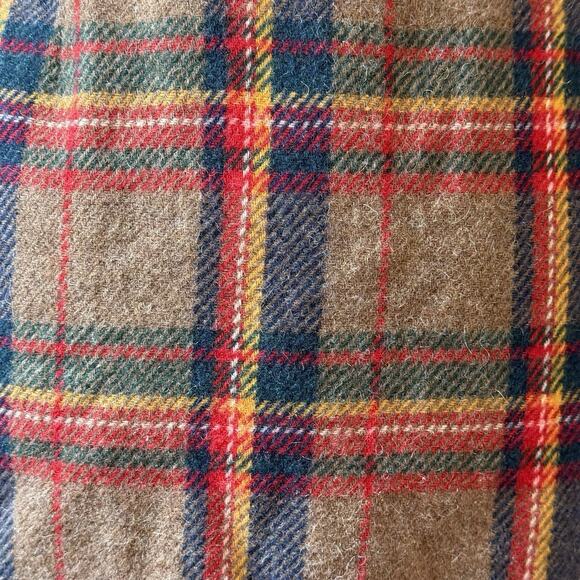 Vintage 90s GAP Wool Wrap Front Fringe Midi Plaid Blanket Skirt , Brown Wms 4 - Picture 7 of 12
